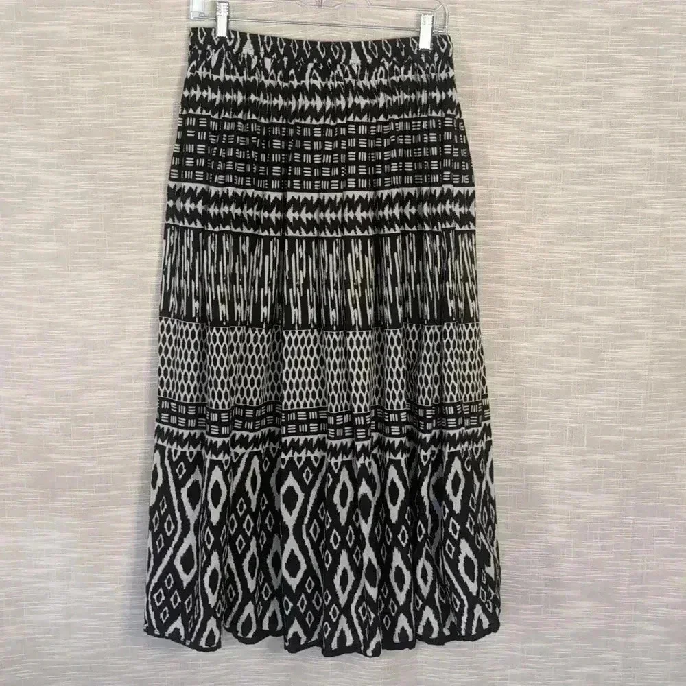 Vintage 90s Artistic Ikat Print Midi Flowy Gauze Boho Hippie Skirt Just Class - Picture 2 of 5